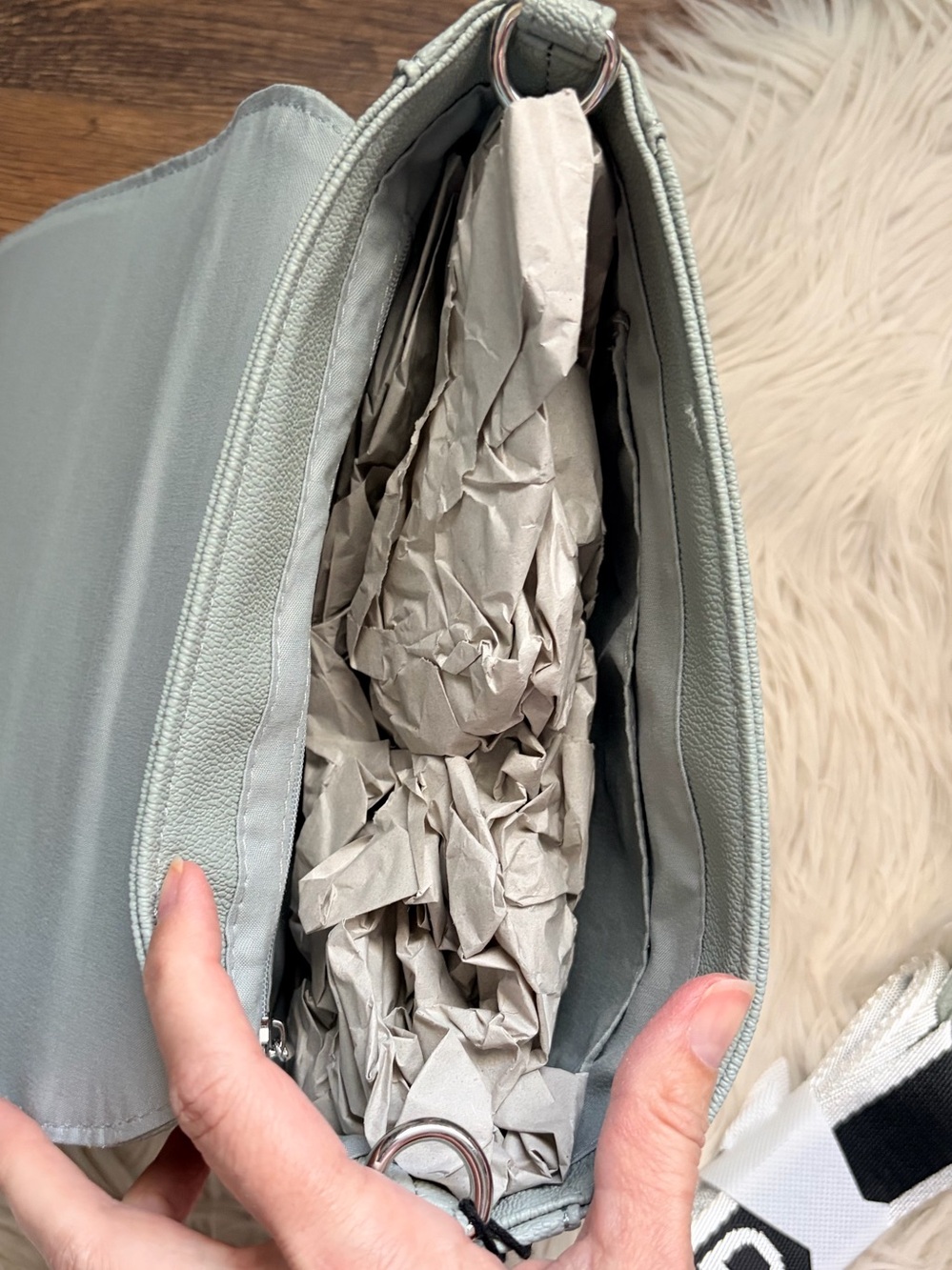 Izod Sage Green Saddle Bag Crossbody with Branded Strap - Picture 9 of 13